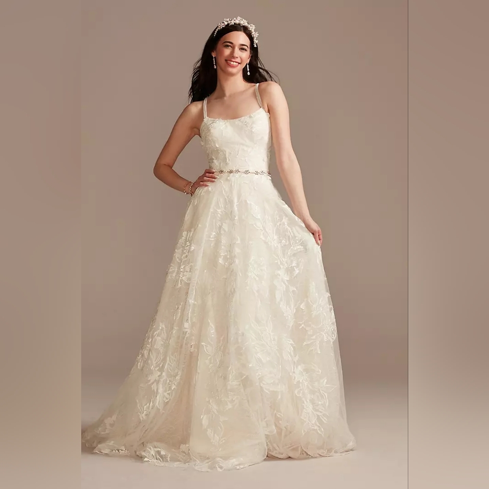 NWT Melissa Sweet Tulle Lace V-Back Spaghetti Strap Wedding Dress